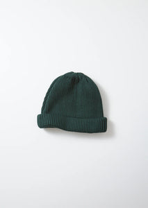 COTTON ROLL UP BEANIE_forest green