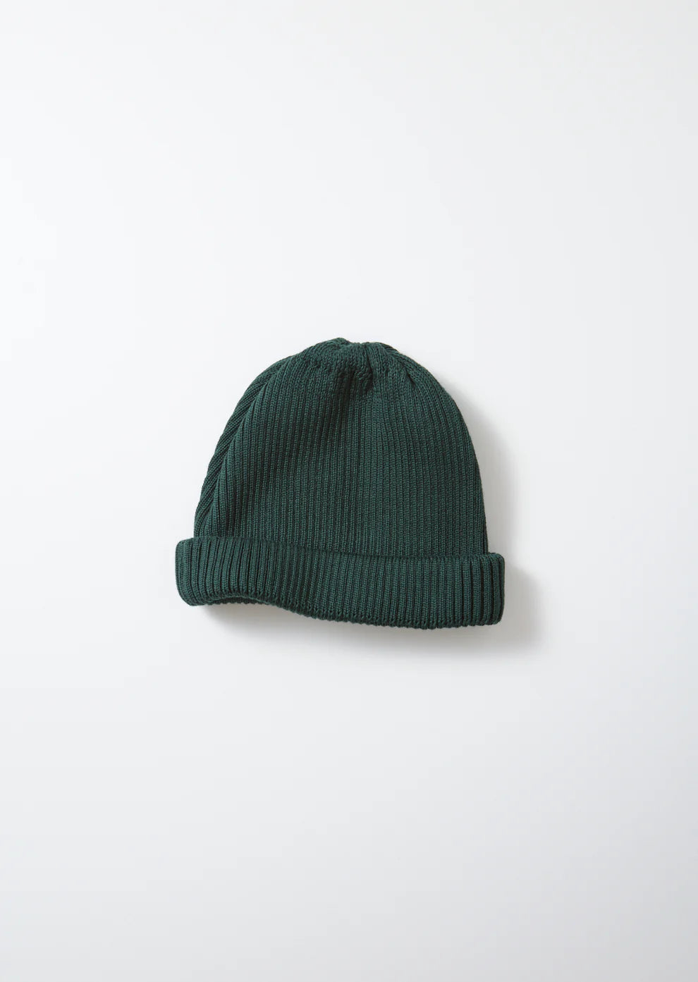 COTTON ROLL UP BEANIE_forest green