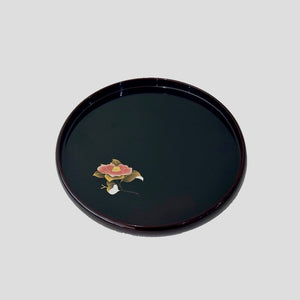 Round Tray (Thick) with Chinkin Red Peony - Kawatsura Shikki