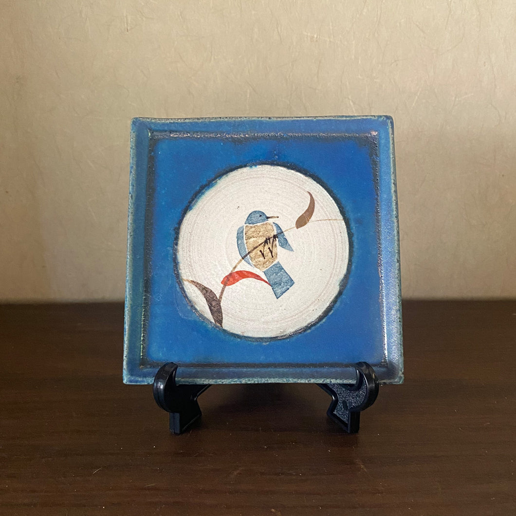 Washi-dye Square Plate Blue-BlueBird_C