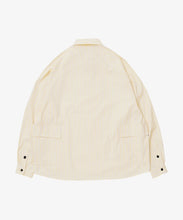 Load image into Gallery viewer, big pocket over shirt dead stock neon yellow stripe_back