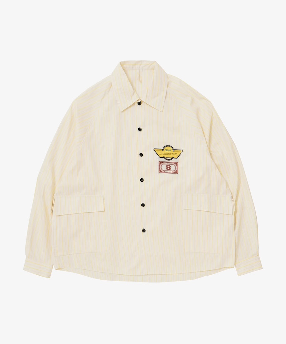 big pocket over shirt dead stock neon yellow stripe_front