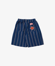 Load image into Gallery viewer, bingo kasuri circular short pants navys tripe_back_W916