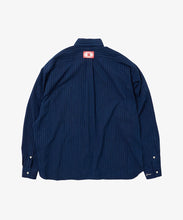 Load image into Gallery viewer, bingo　kasuri　wide　shirt　mini　navy　stripe_back_W916