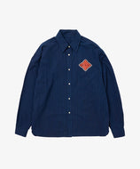 bingo　kasuri　wide　shirt　mini　navy　stripe_front_W916