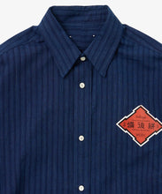 Load image into Gallery viewer, bingo　kasuri　wide　shirt　mini　navy　stripe_front zoom_W916