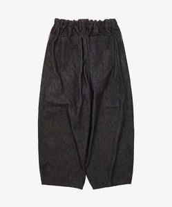 circular short pants black denim one wash back
