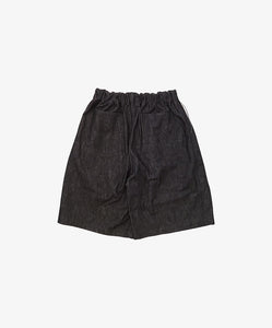 circular short pants black denim one wash  back
