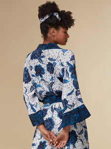 florence - blue / silk kimono robe - KAYLL