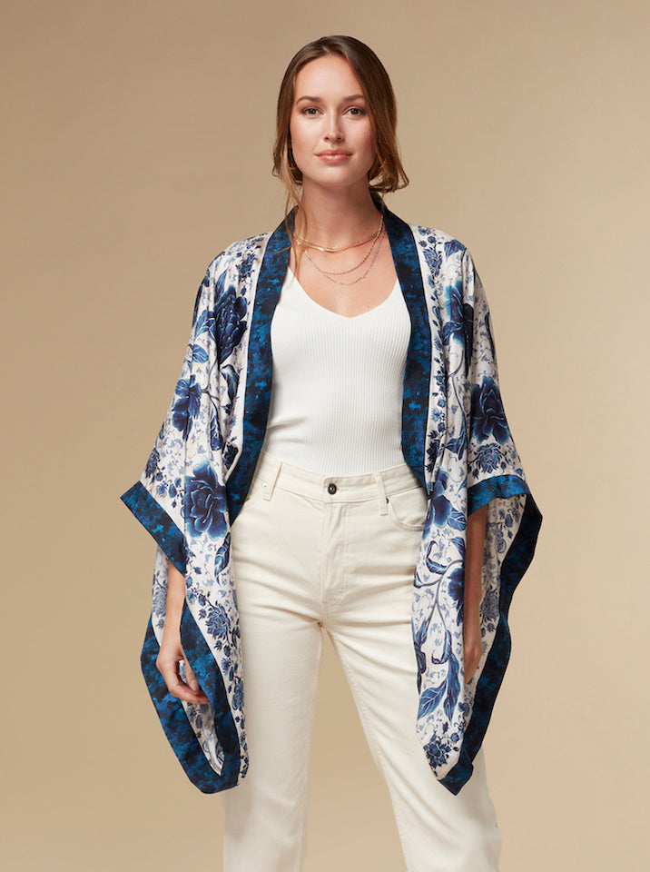 Florence - blue / silk kimono top - KAYLL