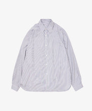 Load image into Gallery viewer, wide shirt high count navy stripe front
