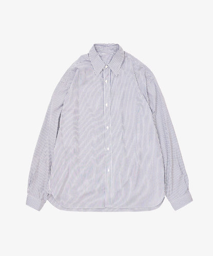 wide shirt high count navy stripe front