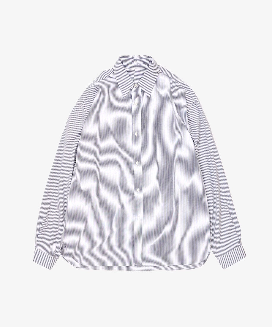 wide shirt high count navy stripe front