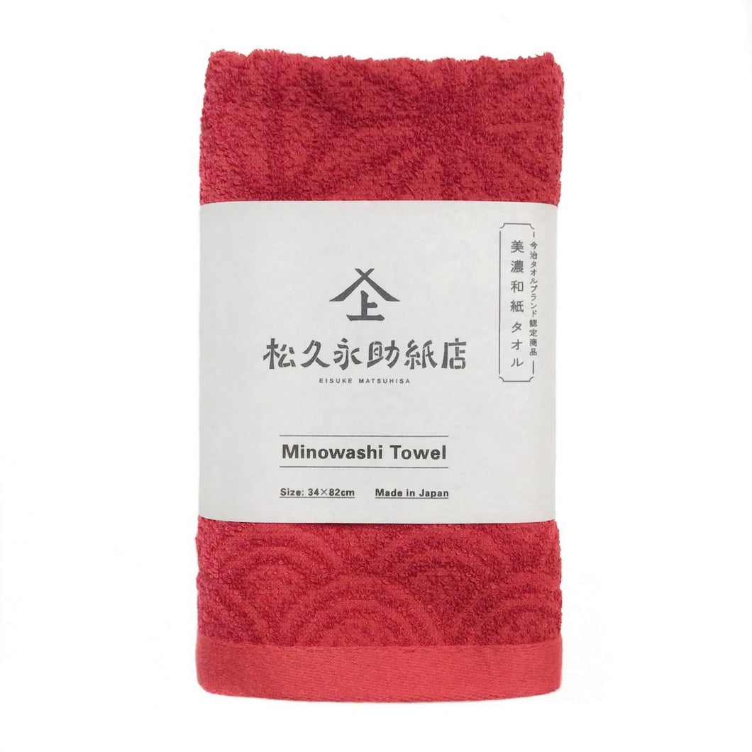 Mino Washi Face Towel Hanaasa / Red (Kurenai) - Matsuhisa Eisuke Kamiten