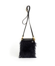 Load image into Gallery viewer, Fold Purse with Shoulder Strap / Navy Shearling &amp; Black - (ki:ts)