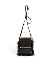 Load image into Gallery viewer, Fold Purse with Shoulder Strap / Navy Shearling &amp; Black - (ki:ts)