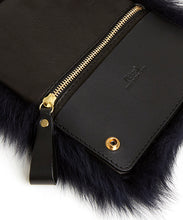 Load image into Gallery viewer, Fold Purse with Shoulder Strap / Navy Shearling &amp; Black - (ki:ts)