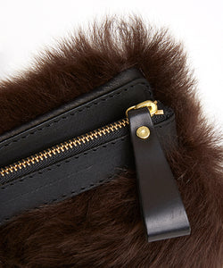 Fold Purse with Shoulder Strap / Brown Shearling & Black - (ki:ts)