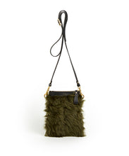 Load image into Gallery viewer, Fold Purse with Shoulder Strap / Olive Shearling &amp; Black - (ki:ts)