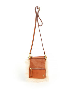 Fold Purse with Shoulder Strap / Biscuit Shearling & Tan - (ki:ts)