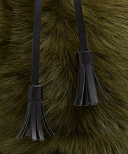 Load image into Gallery viewer, Drawstring Shearling Bag - L / Olive Shearling &amp; Black - (ki:ts)