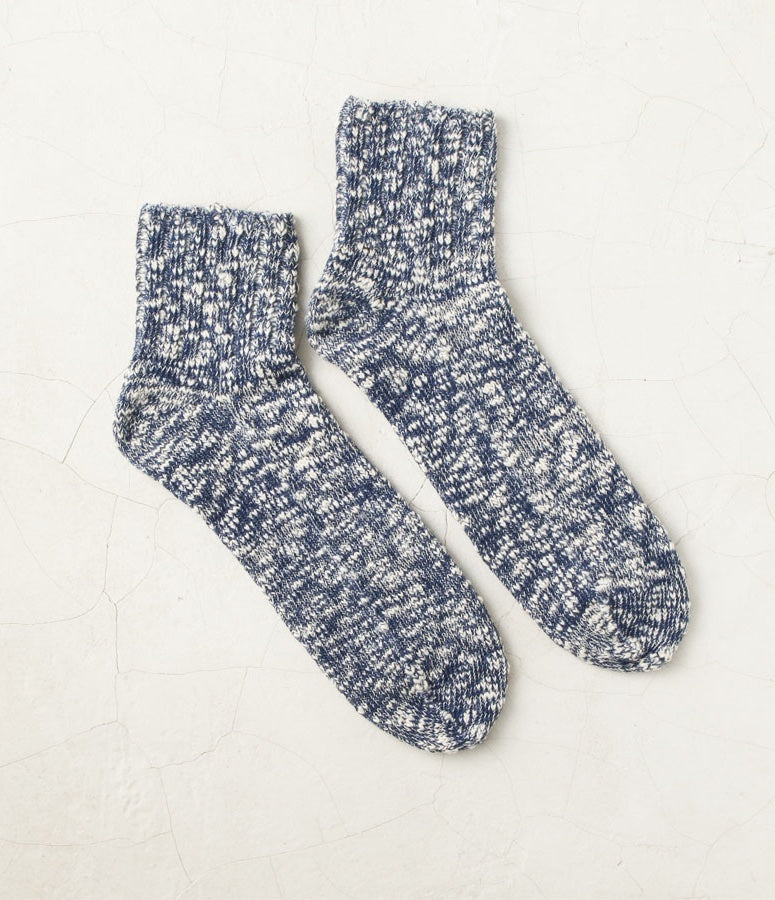 Organic Cotton Slub Short Socks / Navy - Yu-Ito