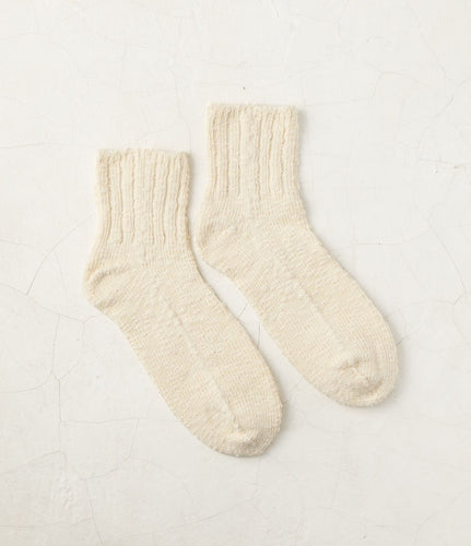 Organic Cotton Slub Short Socks / White - Yu-Ito