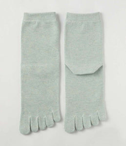 Organic Cotton Five Finger Socks Vegetable Dyeing / Spring Green - Yu-ito