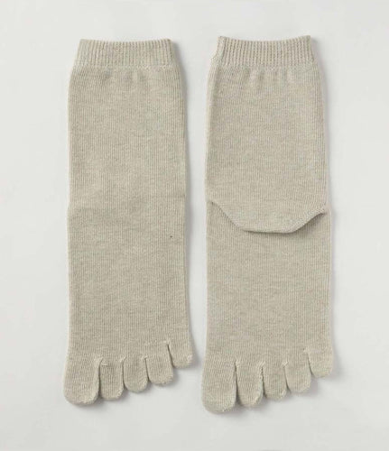 Organic Cotton Five Finger Socks Vegetable Dyeing / Matcha Latte - Yu-ito