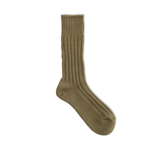 Cased heavy weight plain socks / olive - decka