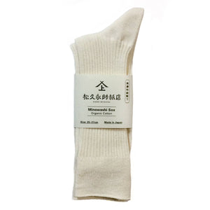 Mino Washi Socks (Organic Cotton) / White - Matsuhisa Eisuke Kamiten