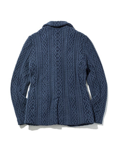 Men's Aran Cable Knit Jacket with Vintage Finish 20 / Navy - triaa