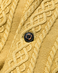 Men's Aran Cable Knit Jacket with Vintage Finish 20 / Mustard - triaa