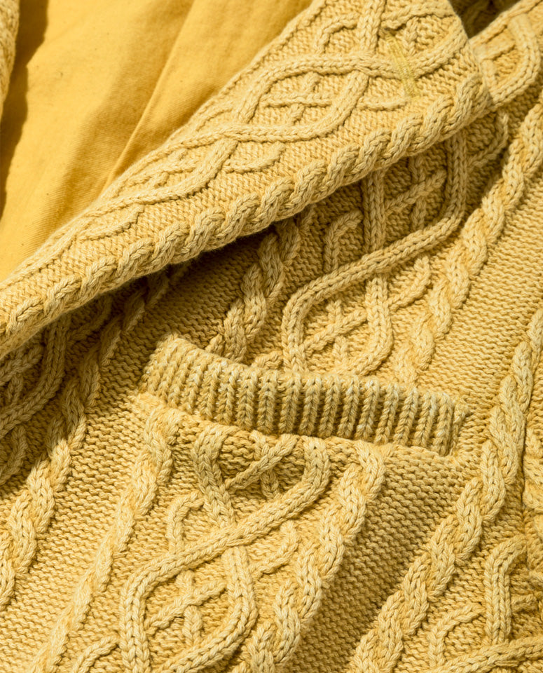 Aran Cable Knit Sweater- Mustard Yellow